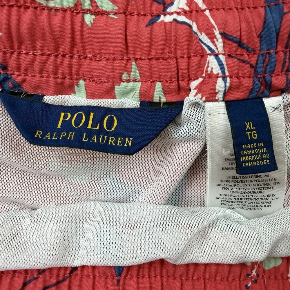 Polo‎ Ralph Lauren Swim Trunks Tropical Print Red XL